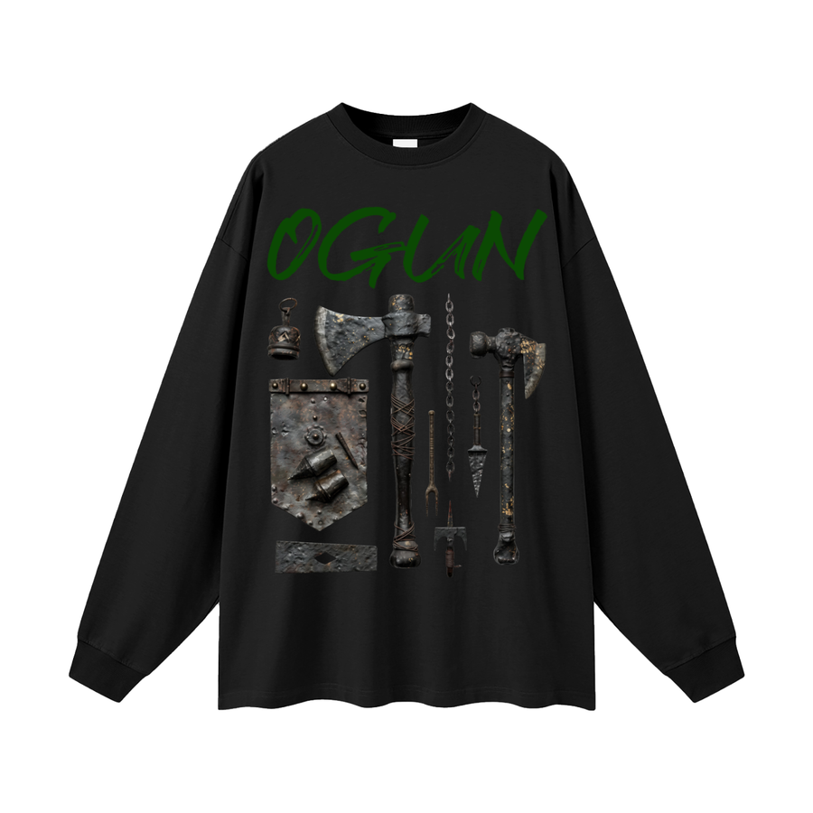 Ogun, Orisha of Iron Long Sleeve Tee by HLRZ